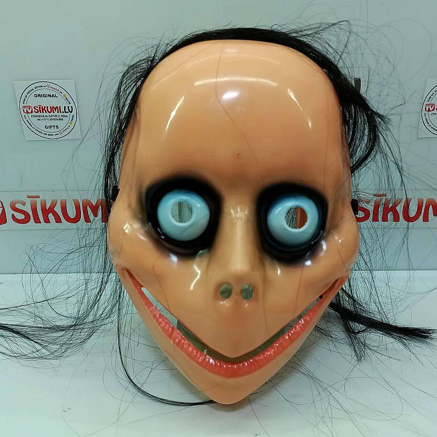 Momo Scary Face Cover Latex Head Cover With Long Hair And Creepy